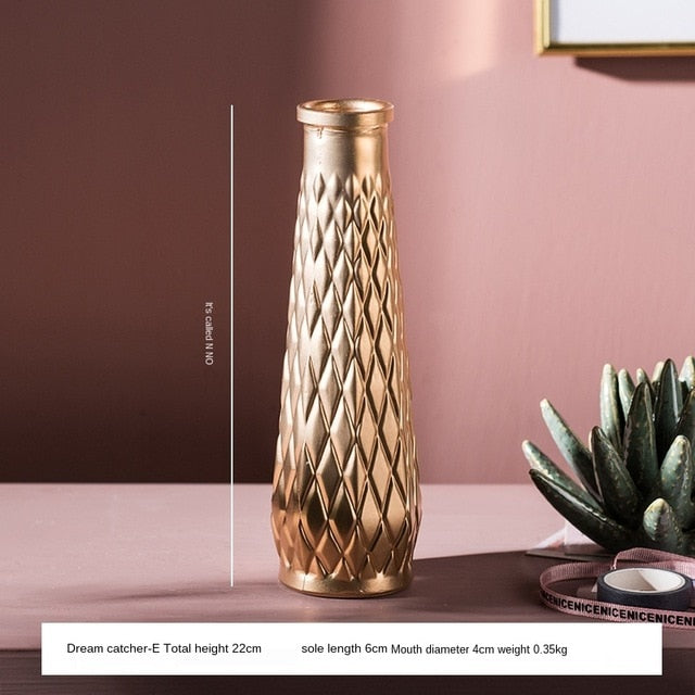 Modern Golden Glass Vase Light Luxury