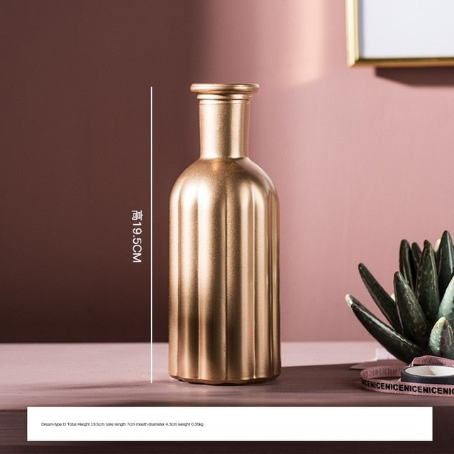 Modern Golden Glass Vase Light Luxury