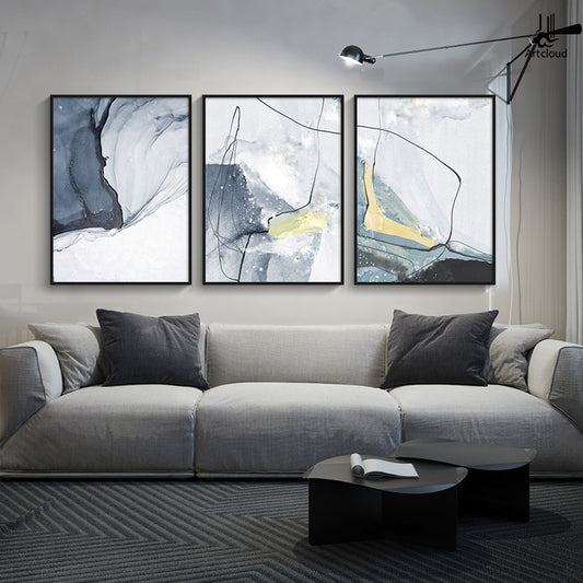 Modern Canvas Painting Watercolor Line Art