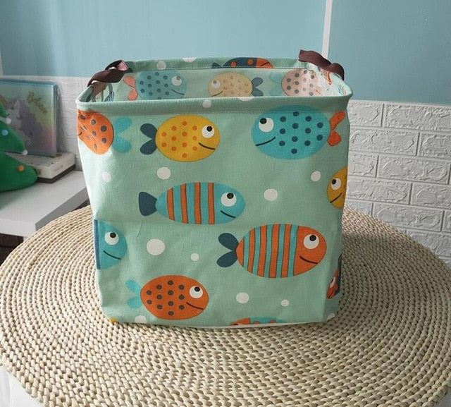 New Folding Linen Fabric Storage Basket Cube