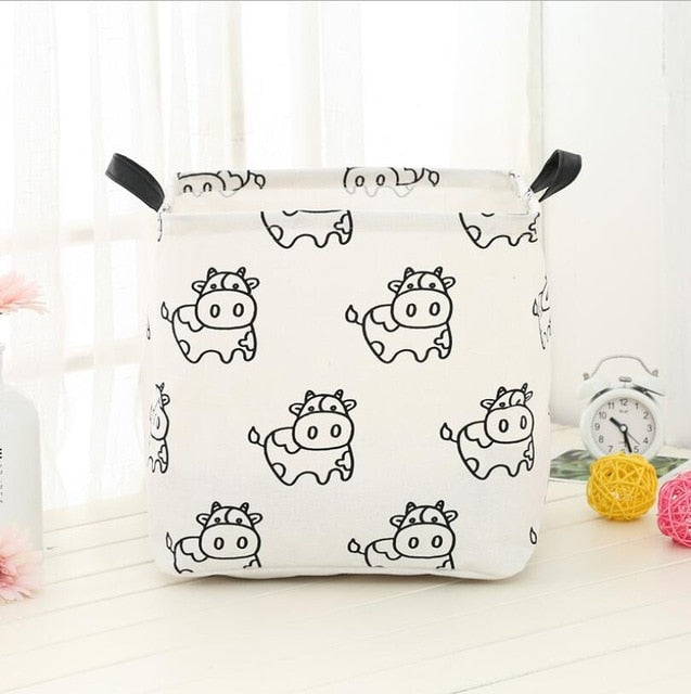 New Folding Linen Fabric Storage Basket Cube