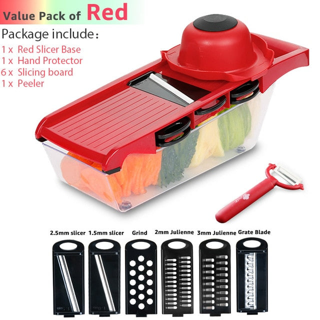 Vegetable Cutter 6 Dicing Blades Slicer Mandoline Shredder
