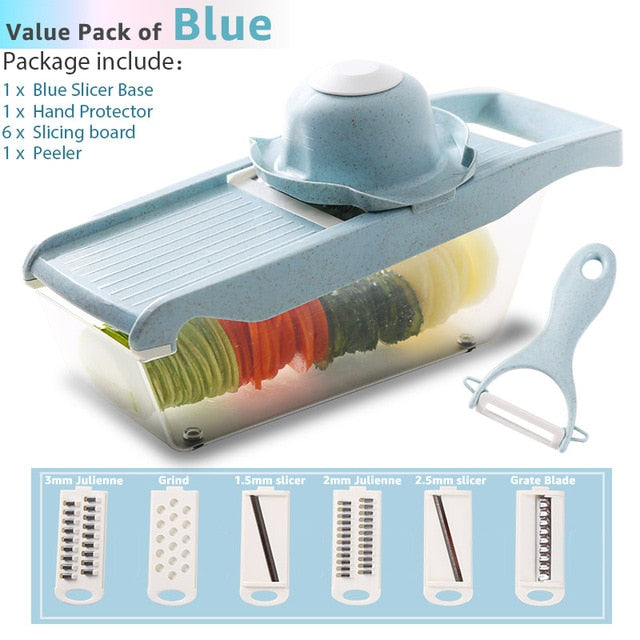 Vegetable Cutter 6 Dicing Blades Slicer Mandoline Shredder