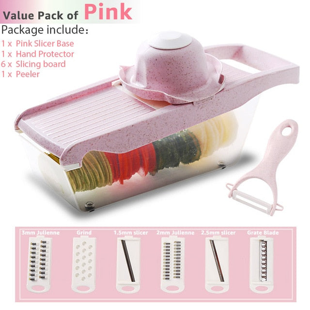 Vegetable Cutter 6 Dicing Blades Slicer Mandoline Shredder