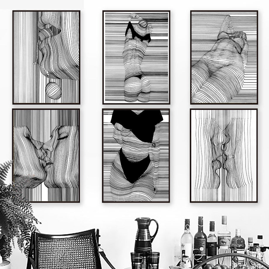 Abstract Posters Wall Art Sketch Line Draw