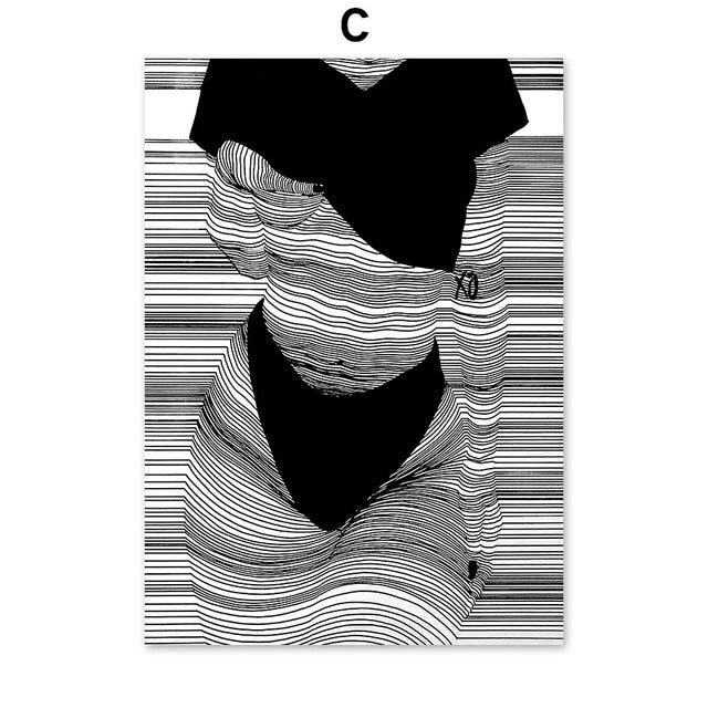 Abstract Posters Wall Art Sketch Line Draw