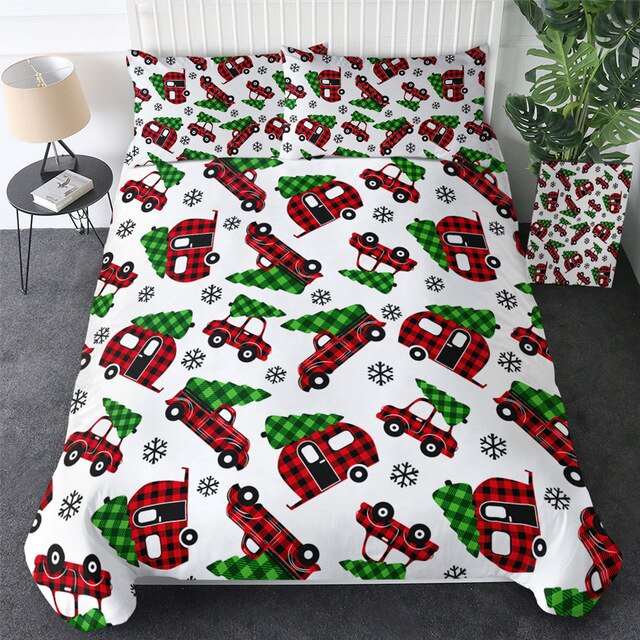 Christmas Bedding Set Red Checkered Cover