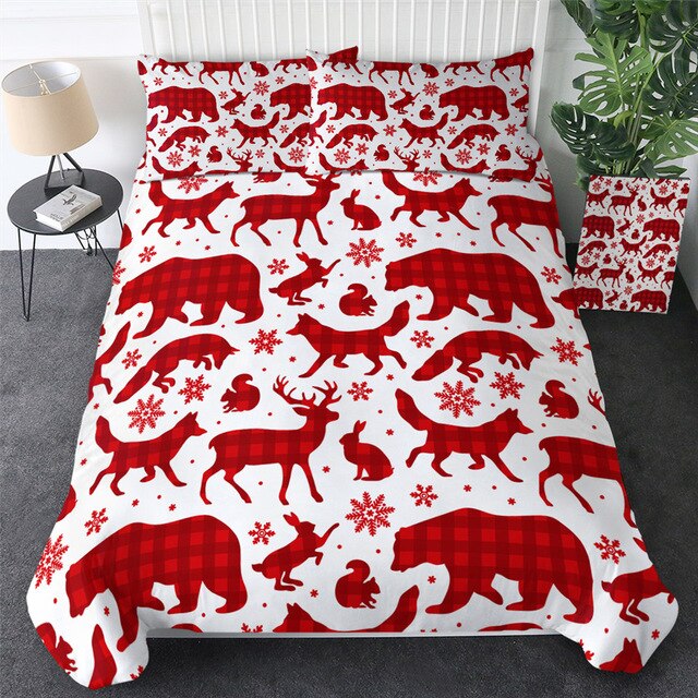 Christmas Bedding Set Red Checkered Cover