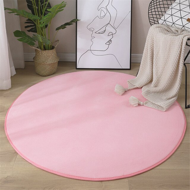 Round Coral Velvet Carpet Memory Foam