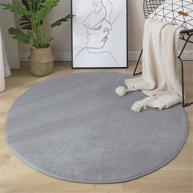 Round Coral Velvet Carpet Memory Foam