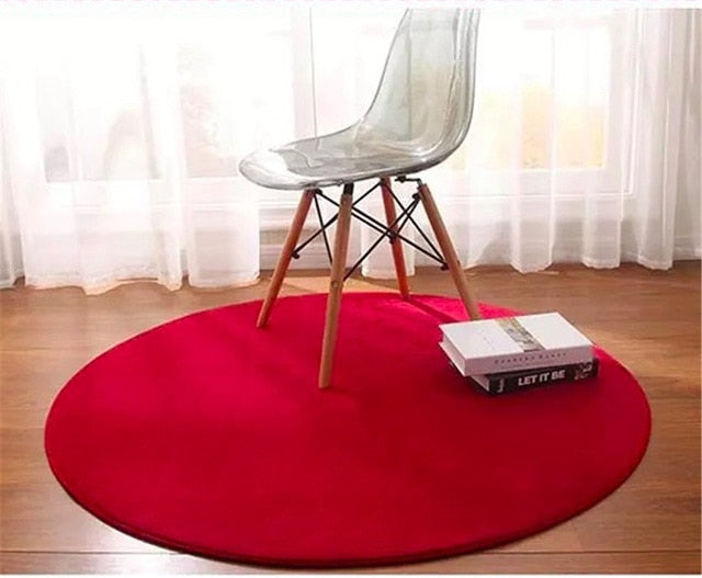 Round Coral Velvet Carpet Memory Foam
