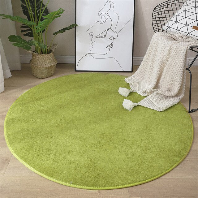 Round Coral Velvet Carpet Memory Foam