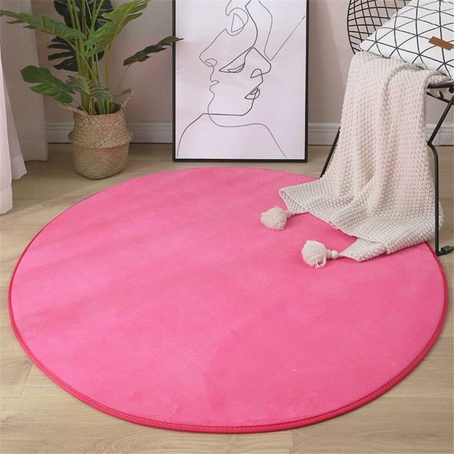 Round Coral Velvet Carpet Memory Foam