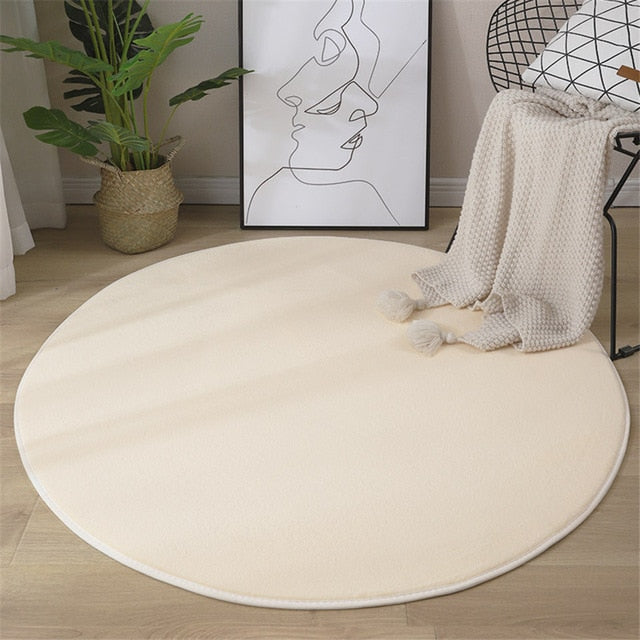 Round Coral Velvet Carpet Memory Foam