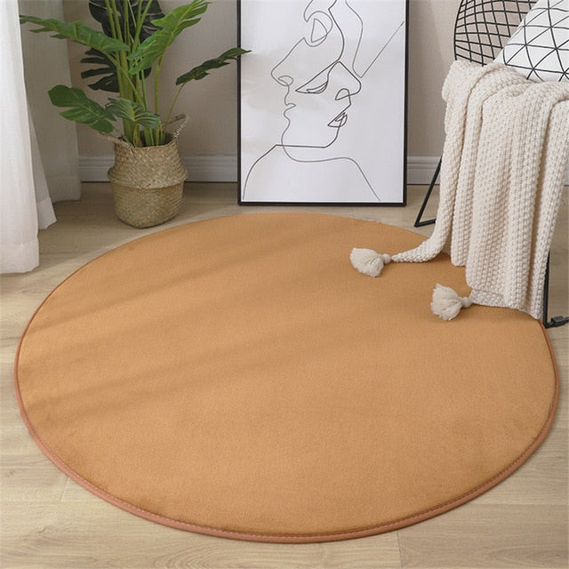 Round Coral Velvet Carpet Memory Foam