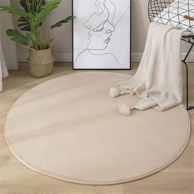 Round Coral Velvet Carpet Memory Foam