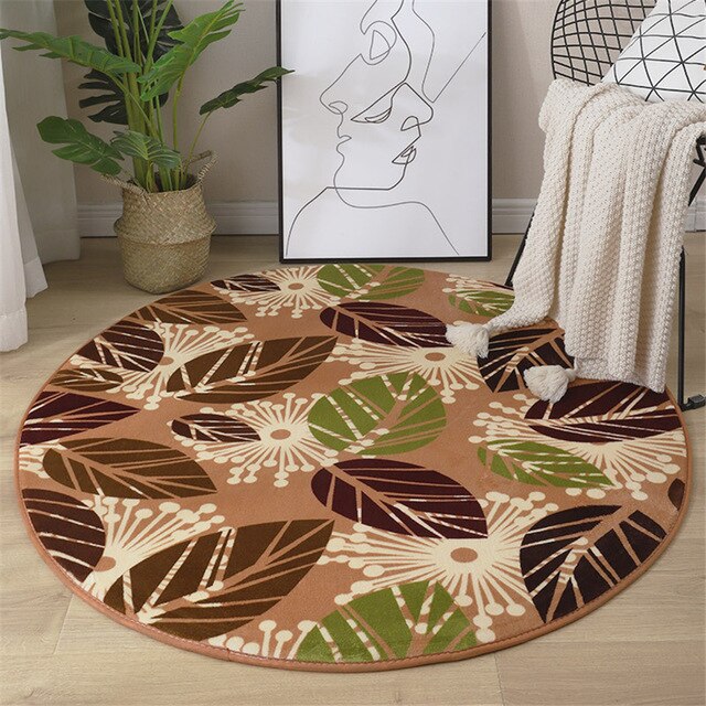 Round Coral Velvet Carpet Memory Foam