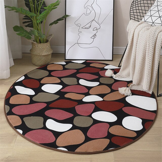 Round Coral Velvet Carpet Memory Foam