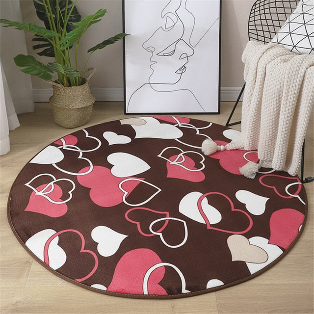 Round Coral Velvet Carpet Memory Foam