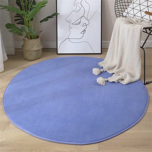 Round Coral Velvet Carpet Memory Foam