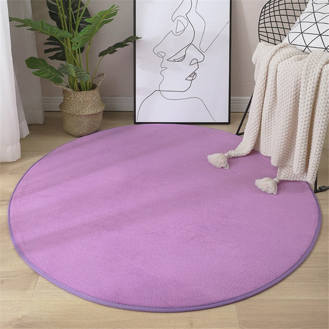 Round Coral Velvet Carpet Memory Foam