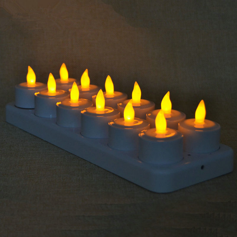 set of 12 Rechargeable Flickering Led Tea Electric Candle lamp