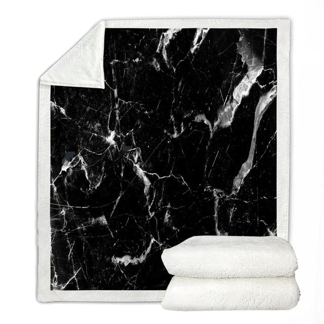 Modern Throw Blanket Black Marble