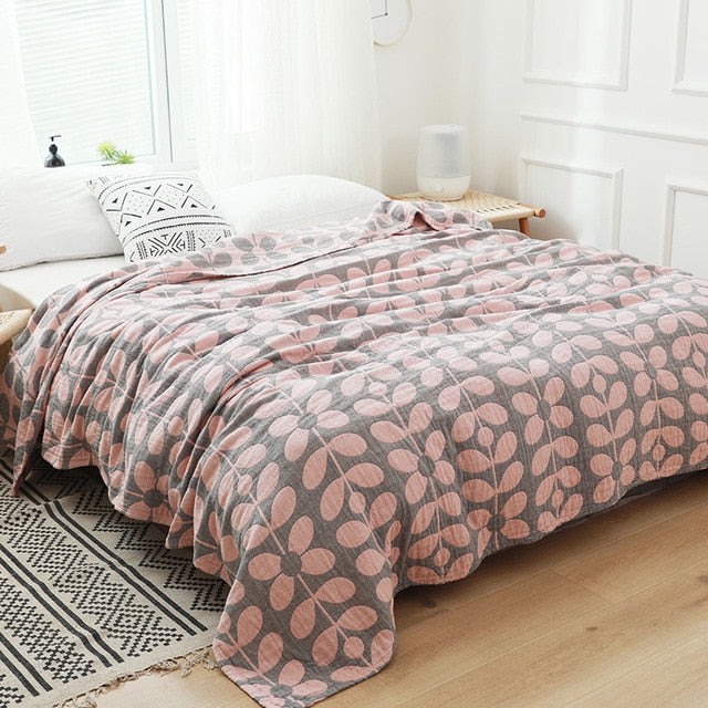 Flower Cozy Muslin Cotton Twin Queen Throw Blanket