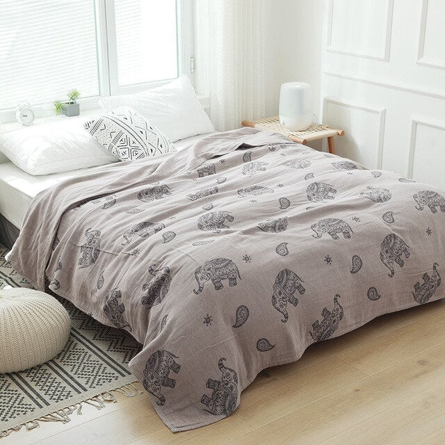 Flower Cozy Muslin Cotton Twin Queen Throw Blanket