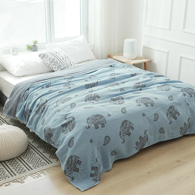 Flower Cozy Muslin Cotton Twin Queen Throw Blanket