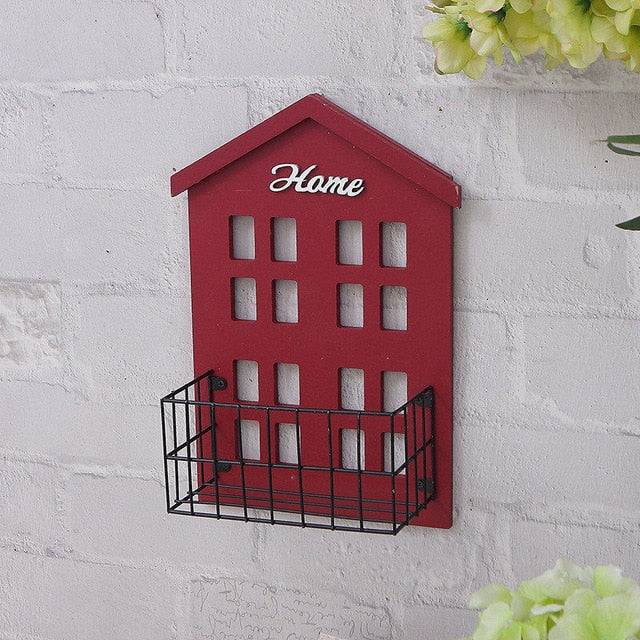 Wall Hanging Shelf Crafts House Shape Wooden