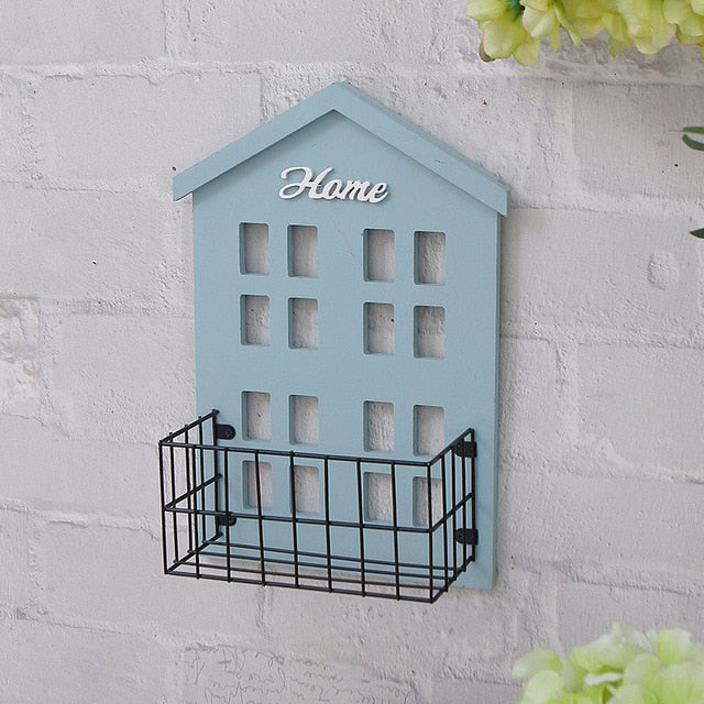 Wall Hanging Shelf Crafts House Shape Wooden