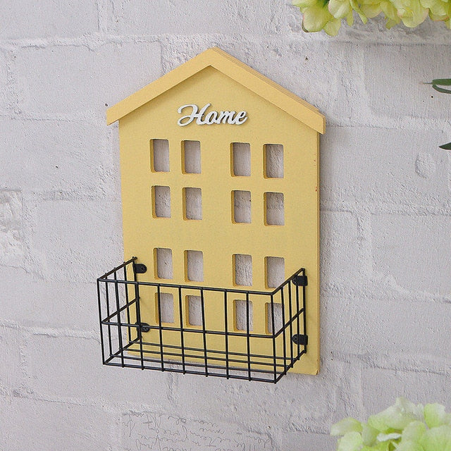 Wall Hanging Shelf Crafts House Shape Wooden