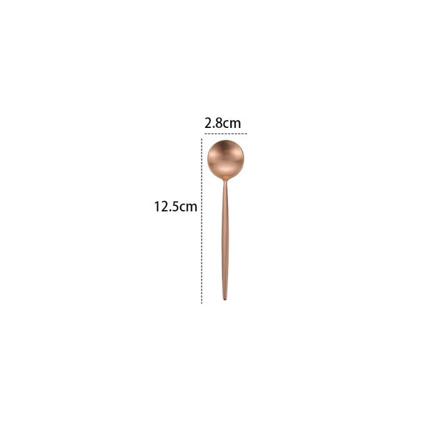 Steel Rose Gold Spoon Forks Knives Set Western Dinnerware