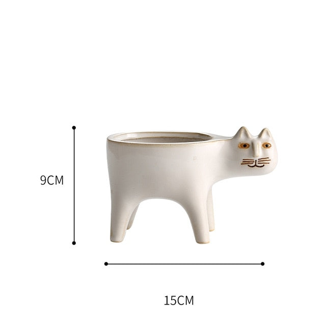 Cat Shape Porcelain Cactus Pot Planting Pot