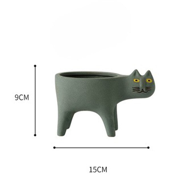 Cat Shape Porcelain Cactus Pot Planting Pot