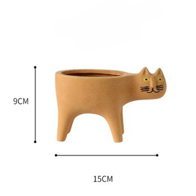 Cat Shape Porcelain Cactus Pot Planting Pot