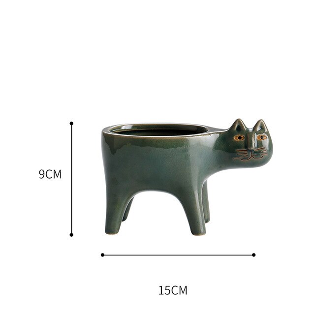 Cat Shape Porcelain Cactus Pot Planting Pot