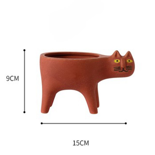 Cat Shape Porcelain Cactus Pot Planting Pot
