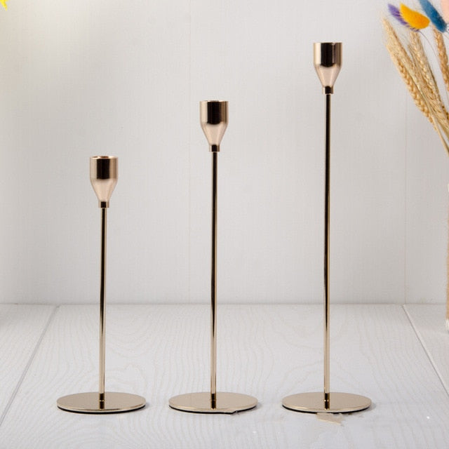 Metal Candle Holder Simple Golden Wedding Decoration