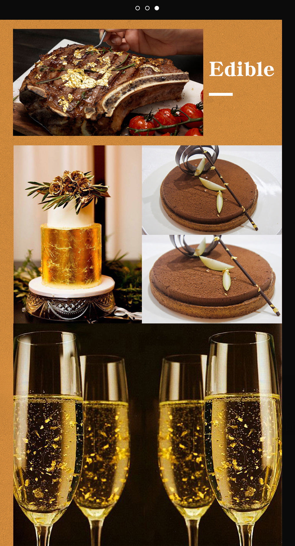 Pure Gold Foil Sheets for Cake Decoration