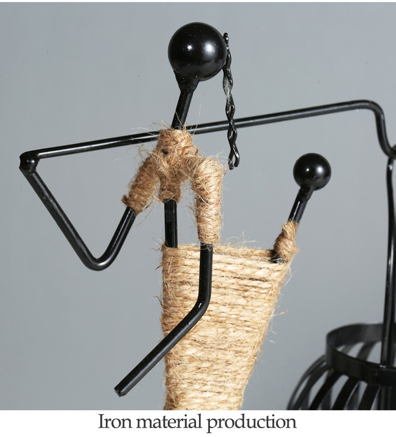 Metal Candlestick Abstract Character Sculpture