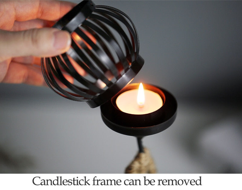 Metal Candlestick Abstract Character Sculpture