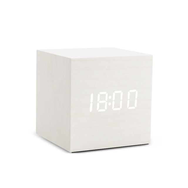 Alarm Clock LED Control Digital Wooden