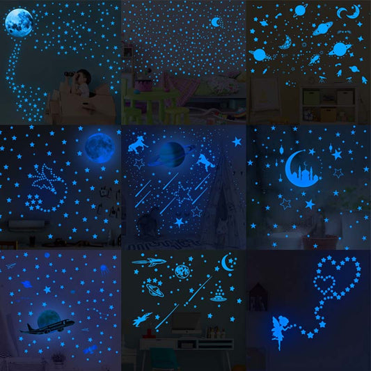 Blue Moon Stars Luminous Wall Stickers