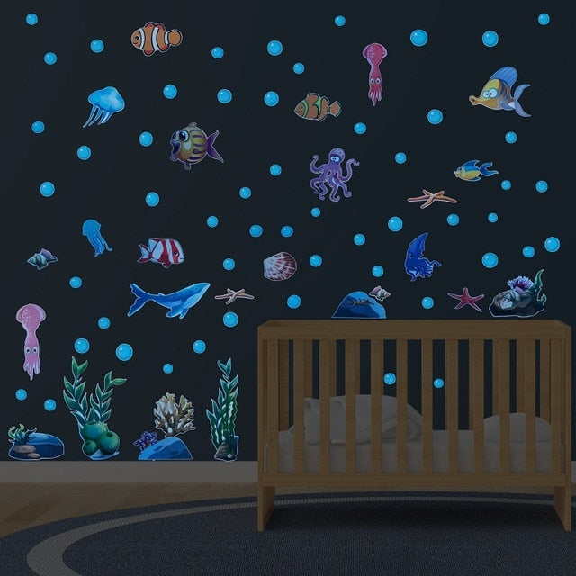 Blue Moon Stars Luminous Wall Stickers