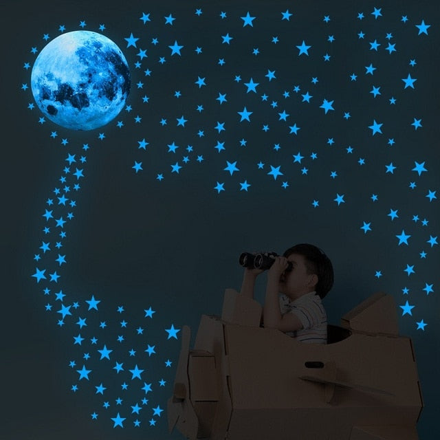Blue Moon Stars Luminous Wall Stickers