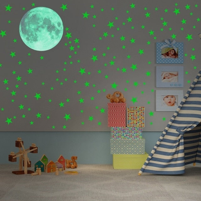 Blue Moon Stars Luminous Wall Stickers