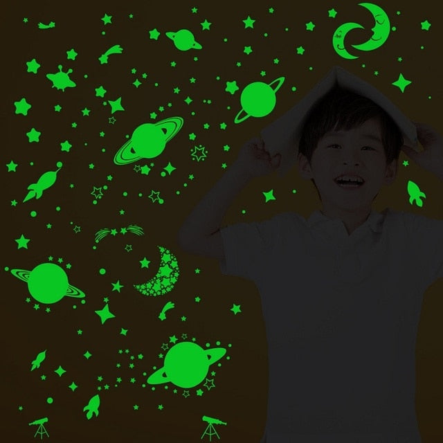 Blue Moon Stars Luminous Wall Stickers
