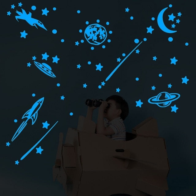 Blue Moon Stars Luminous Wall Stickers